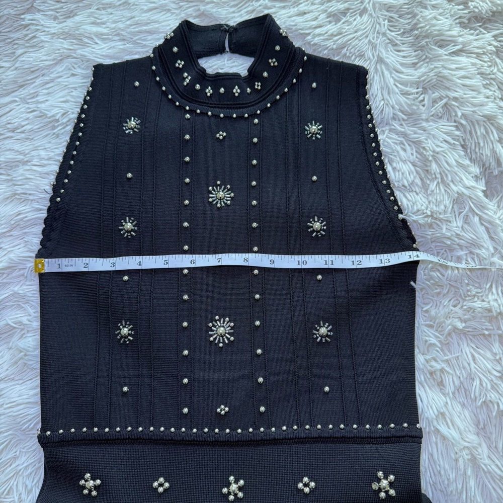 Sandro Black Beaded Open Back Dress Size 2 - Picture 9 of 13